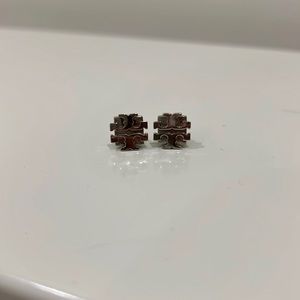 Silver Tory Burch pendant earring